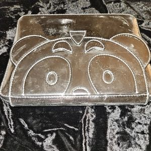LARGE CLUTCH NWOT Nicopanda Silver Metallic w/black velvet lining.